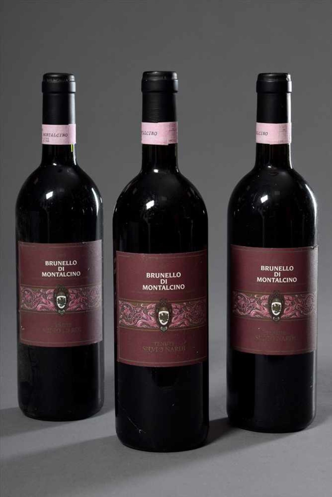 3 Flaschen Rotwein "Brunello die Montalcino, Tentuto Silvio Nardi", 1993, Erzeugerabfüllung, enthält