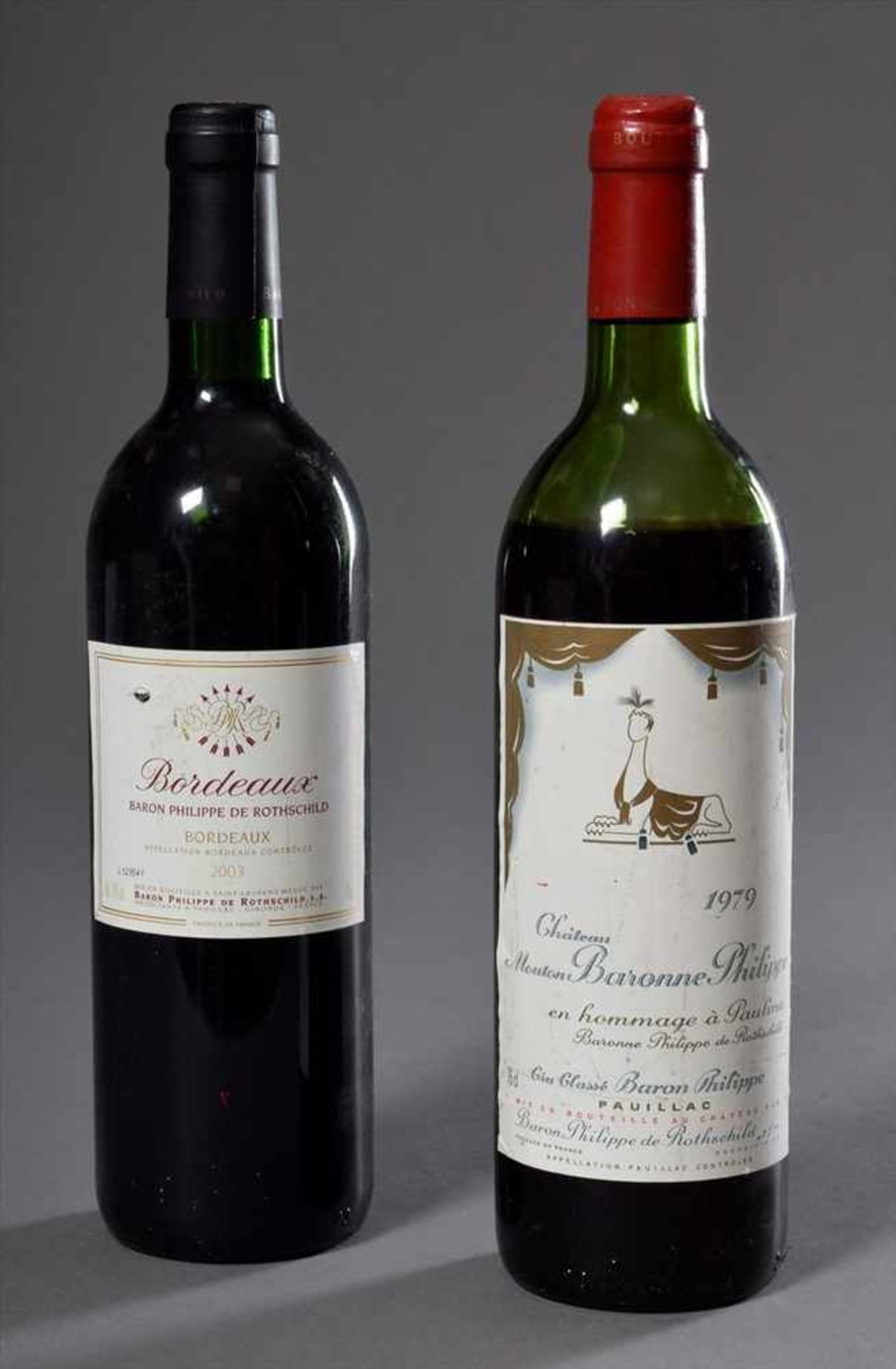 2 Diverse Rotweine: Flasche "Chateau Mouton Baronne Philippe Rothschild, Cru Classé, Pauillac",