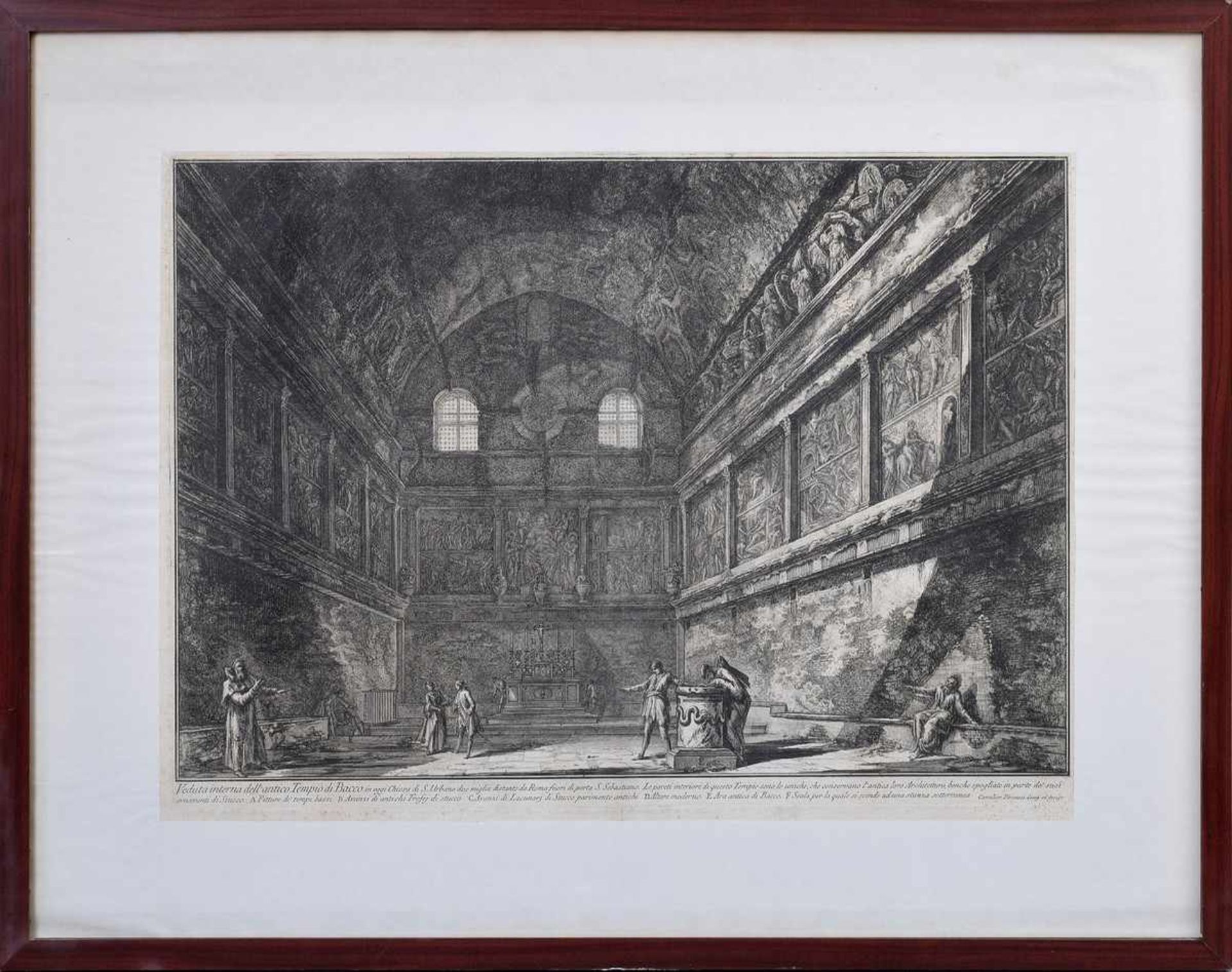 Piranesi, Giovanni Battista (1720-1778) „Veduta interna dell'antico Tempio di Bacco”, Kupferstich, - Image 2 of 2