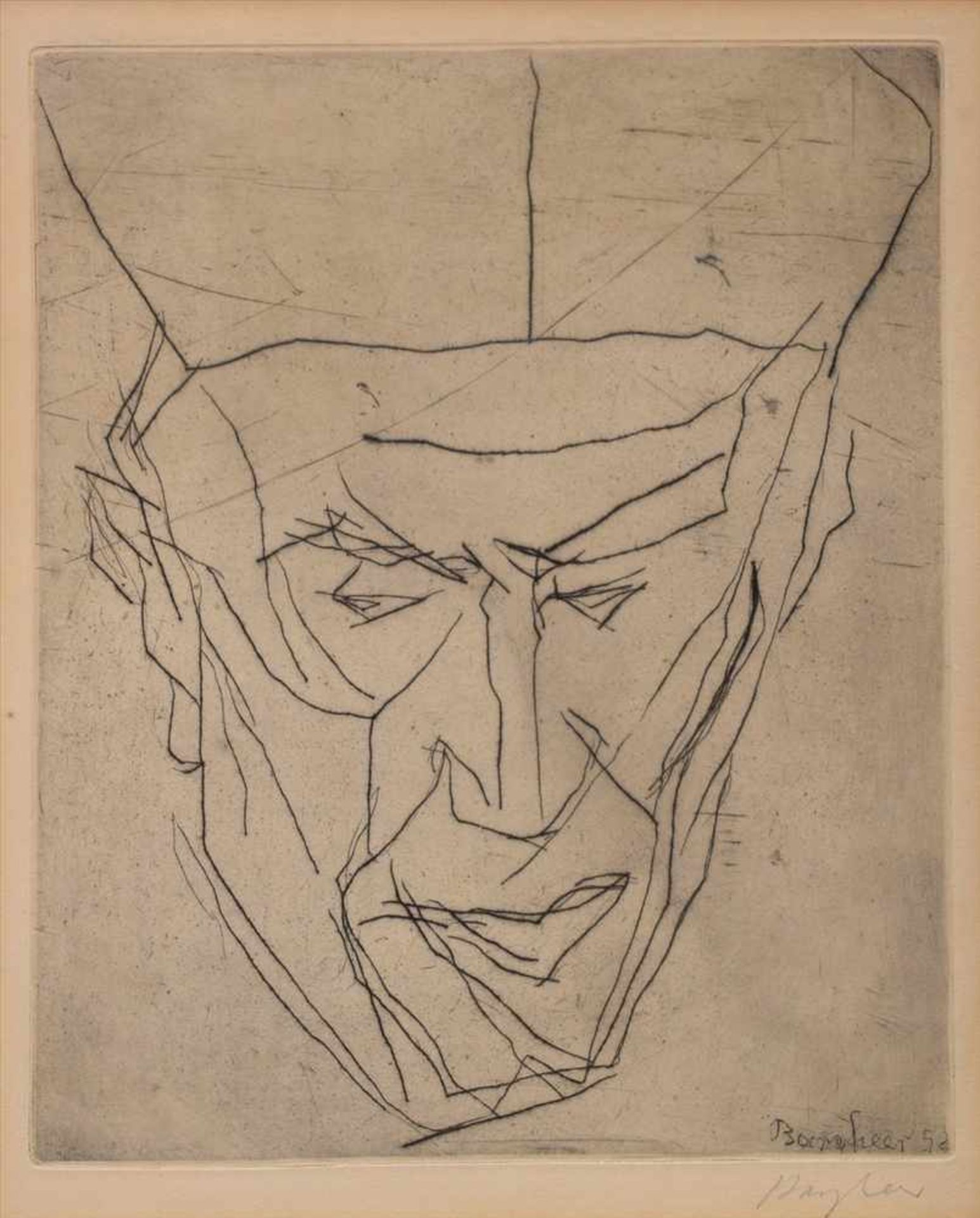 Bargheer, Eduard (1901-1979) „Portrait Kardinal Elia dalla Costa“ 1952, Radierung, u.r. sign.,