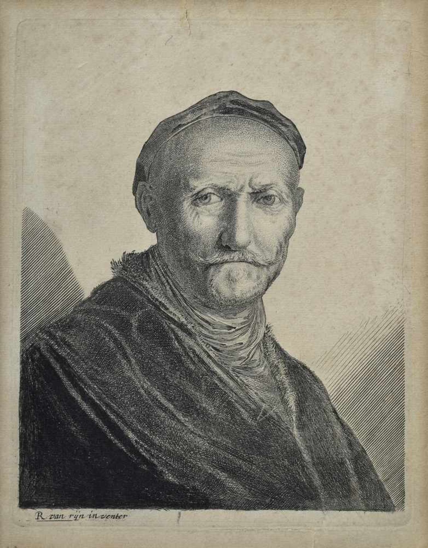 Kopie nach Rembrandt Harmenszoon van Rijn (1606-1669) "Portrait eines bärtigen Mannes", Radierung,