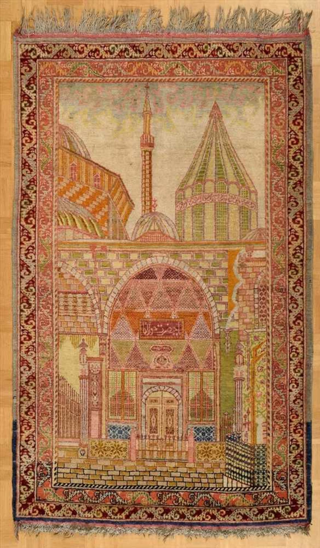 Bildteppich „Sufi Kloster und Moschee von Ardabil“, Iran 20.Jh., 219x136cmTapestry "Sufi Monastery