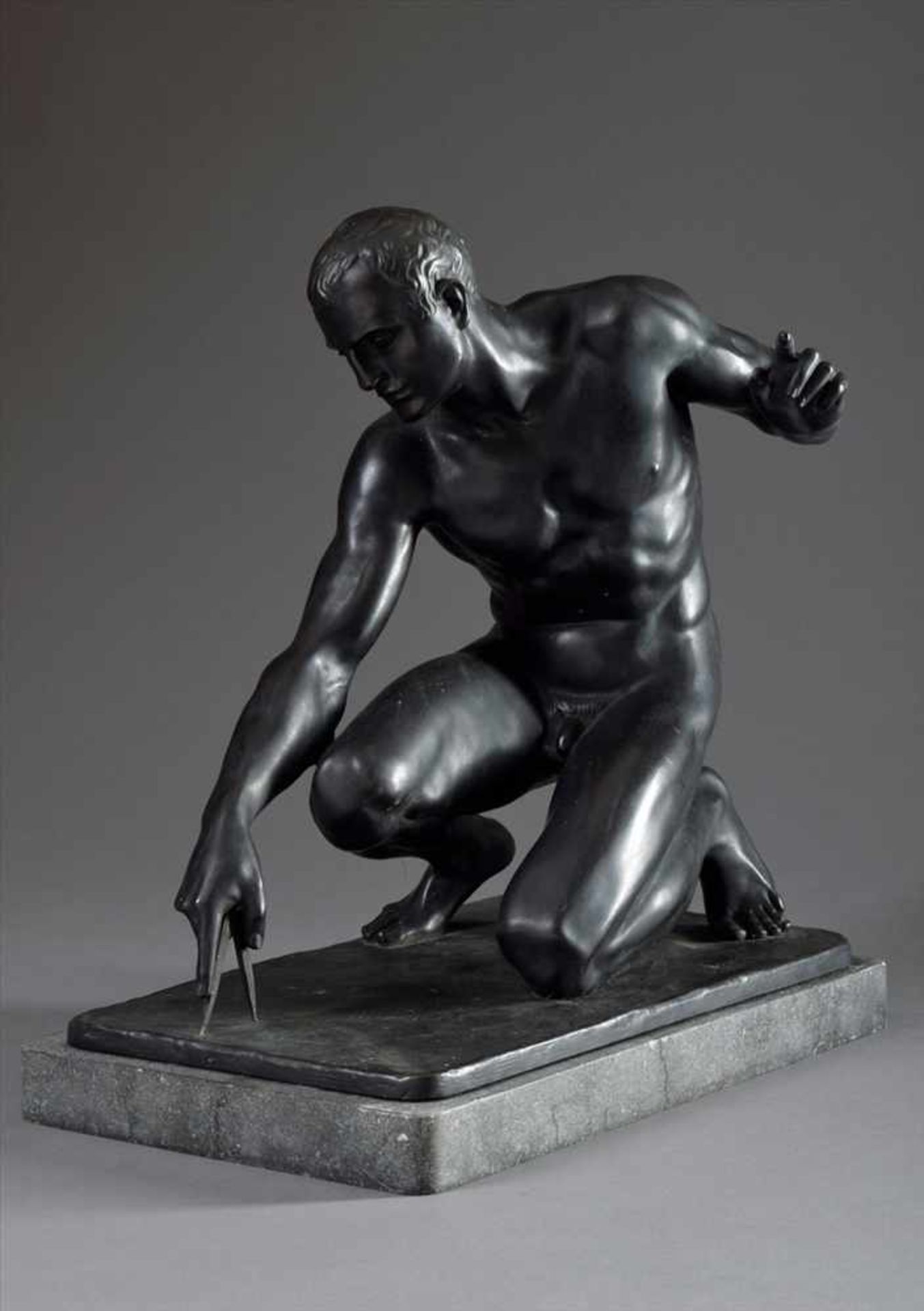 Morin, Georges (1875-1950) "Archimedes", Bronze, H. 43cm, Granit Sockel loseMorin, Georges (1875-