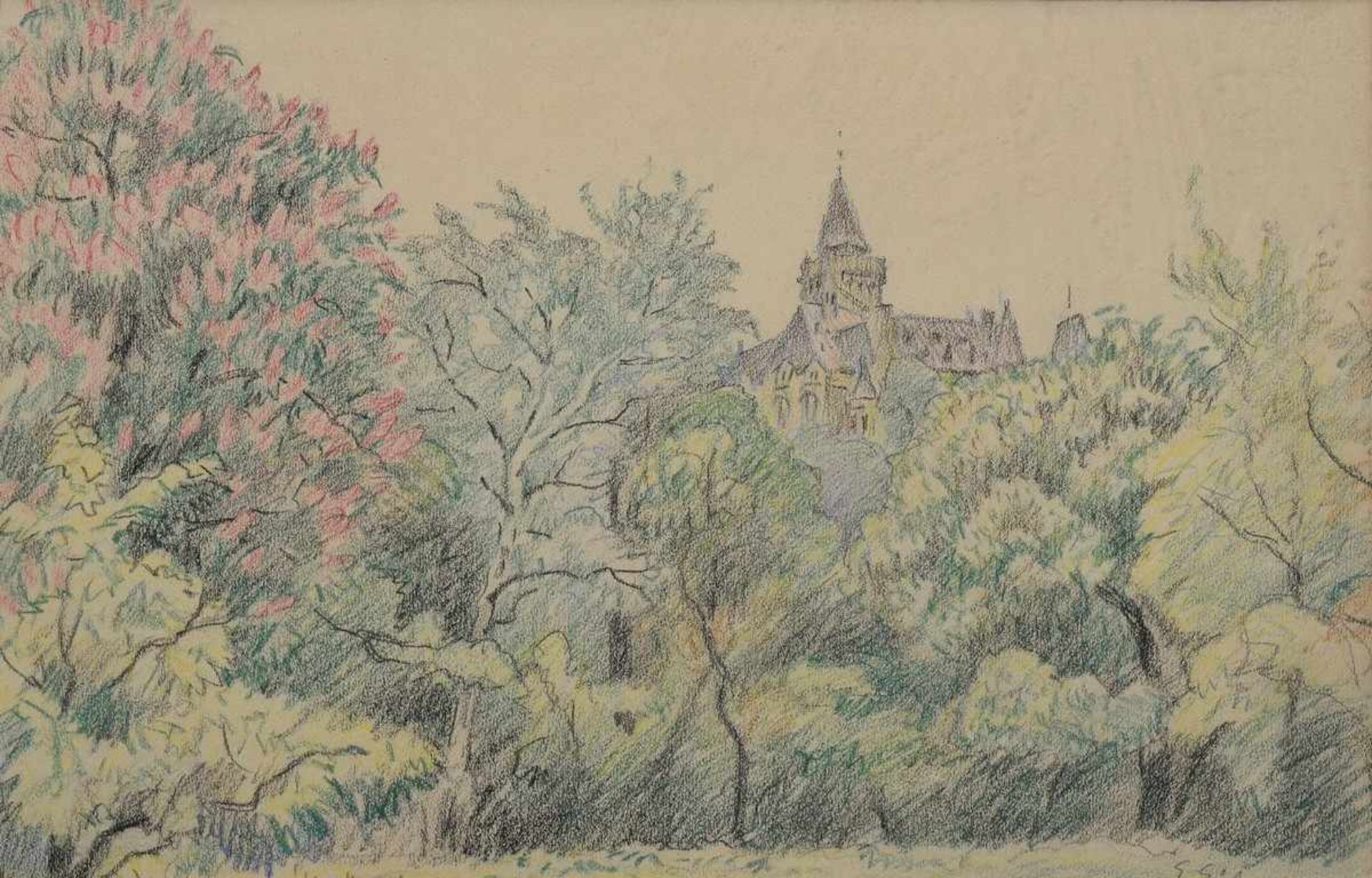 Eitner, Ernst (1867-1955) "Das Schloss von Wernigerode", um 1930, Öl/Leinwand, u.l. sign., verso - Bild 6 aus 7