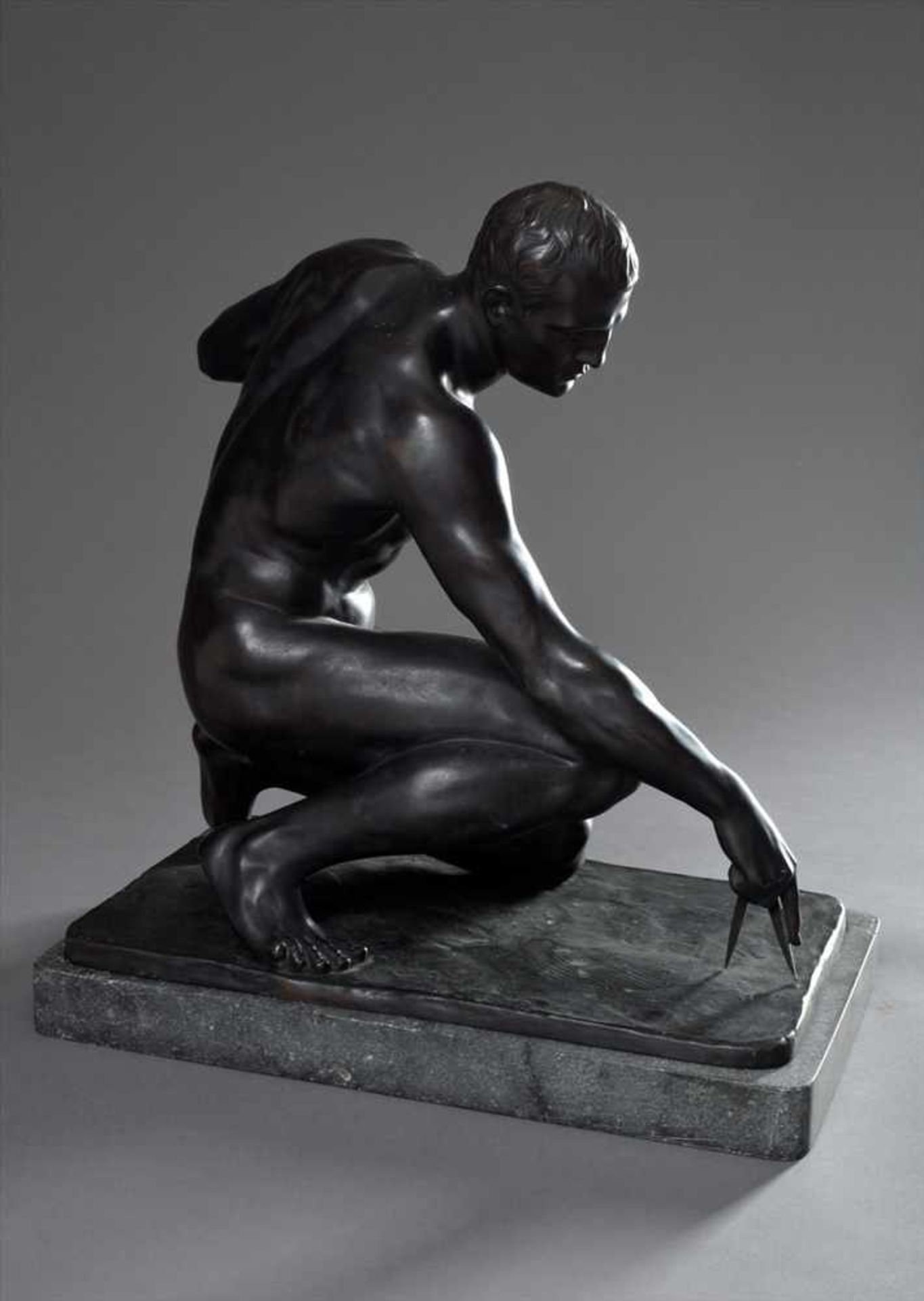 Morin, Georges (1875-1950) "Archimedes", Bronze, H. 43cm, Granit Sockel loseMorin, Georges (1875- - Bild 2 aus 7