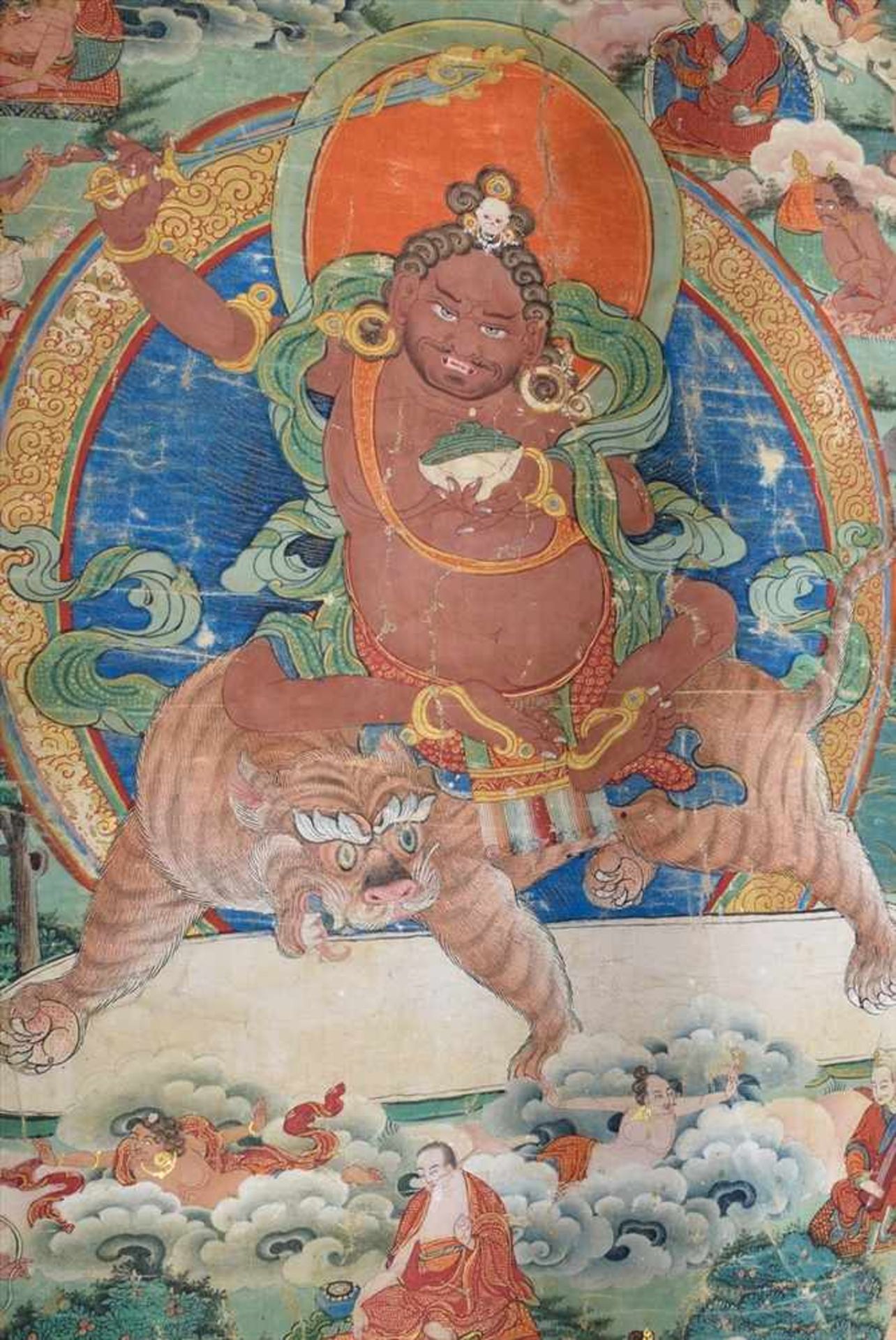 Tibetischer Thangka auf Seide "Tsongkhapa in der Erscheinungsform des Dombi-Heruka. Der mahāsiddha - Bild 6 aus 8