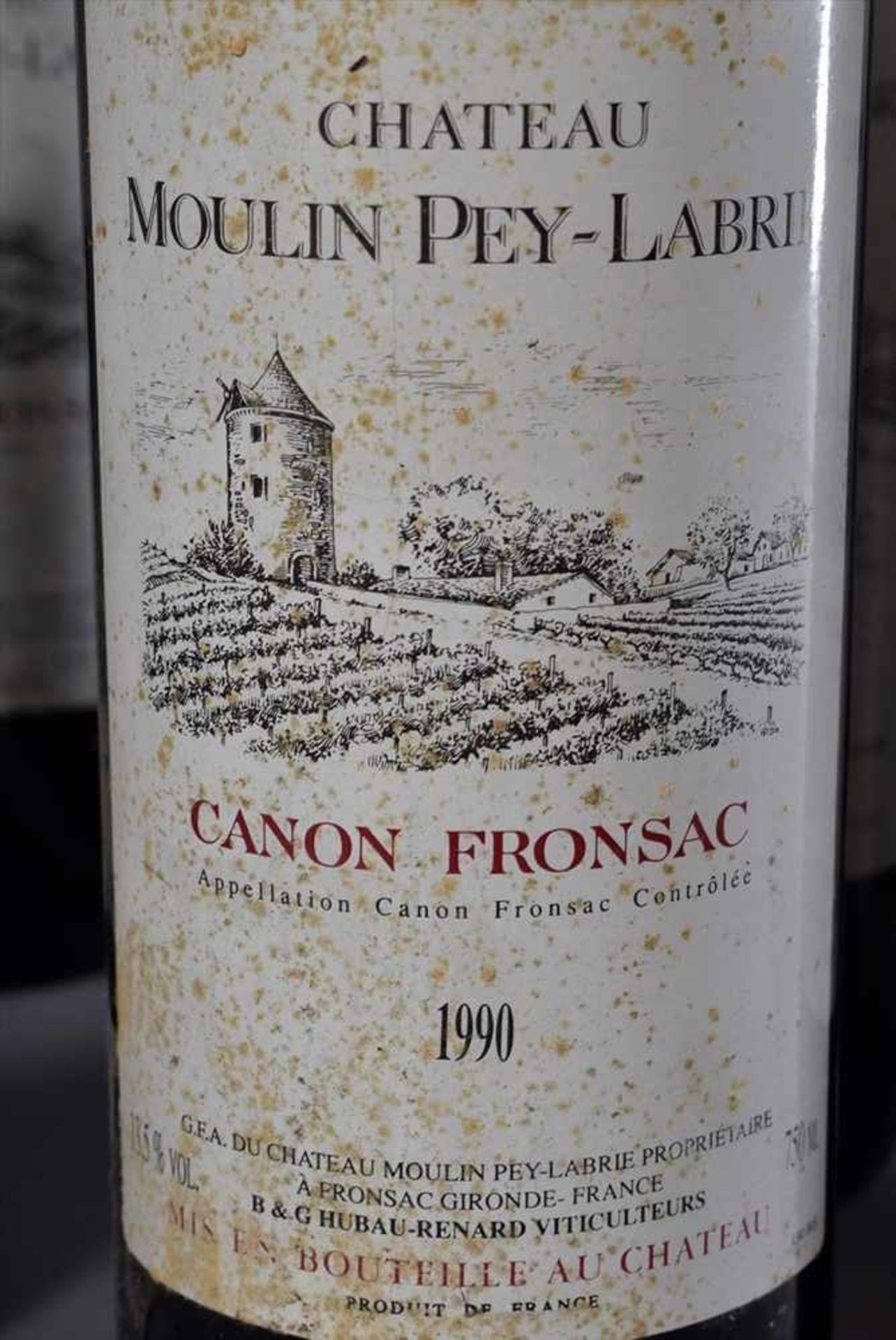 8 Flaschen Rotwein "Chateau Moulin Pey-Labrie Canon Fronsac", 1990, Schlossabfüllung, guter - Image 2 of 3