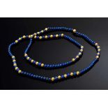 Lapislazuli Kette mit GG 585 Kugelschließe und GG 750 Perlen, 38,19g, L. 94cm Lapis lazuli