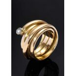 Gewickelter GG 750 Ring mit Brillant in WG Fassung (ca. 0.08ct/VSI/W), 17,9g, Gr. 56Wrapped GG 750