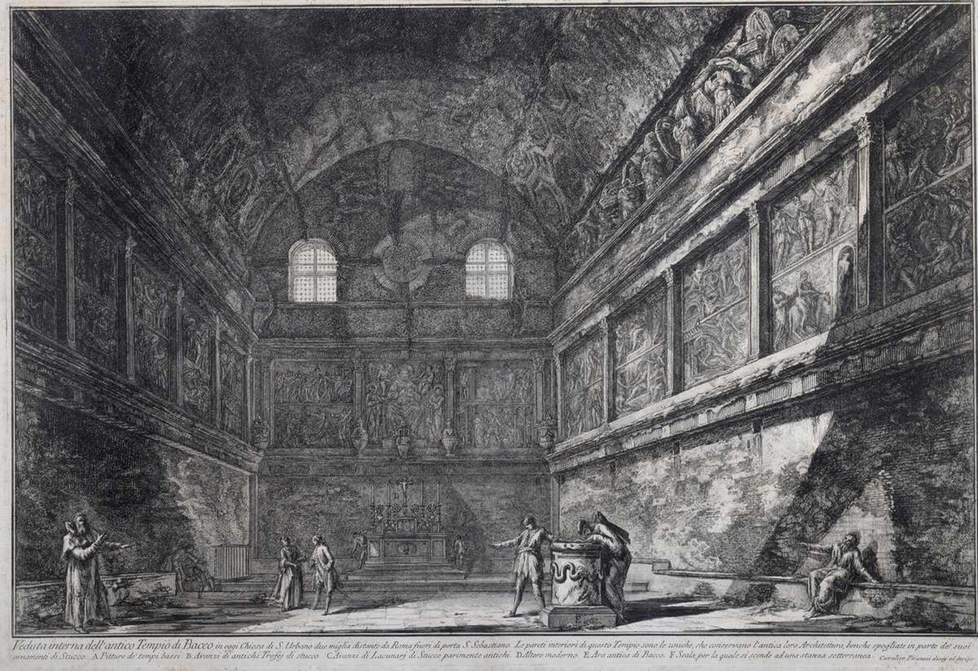 Piranesi, Giovanni Battista (1720-1778) „Veduta interna dell'antico Tempio di Bacco”, Kupferstich,