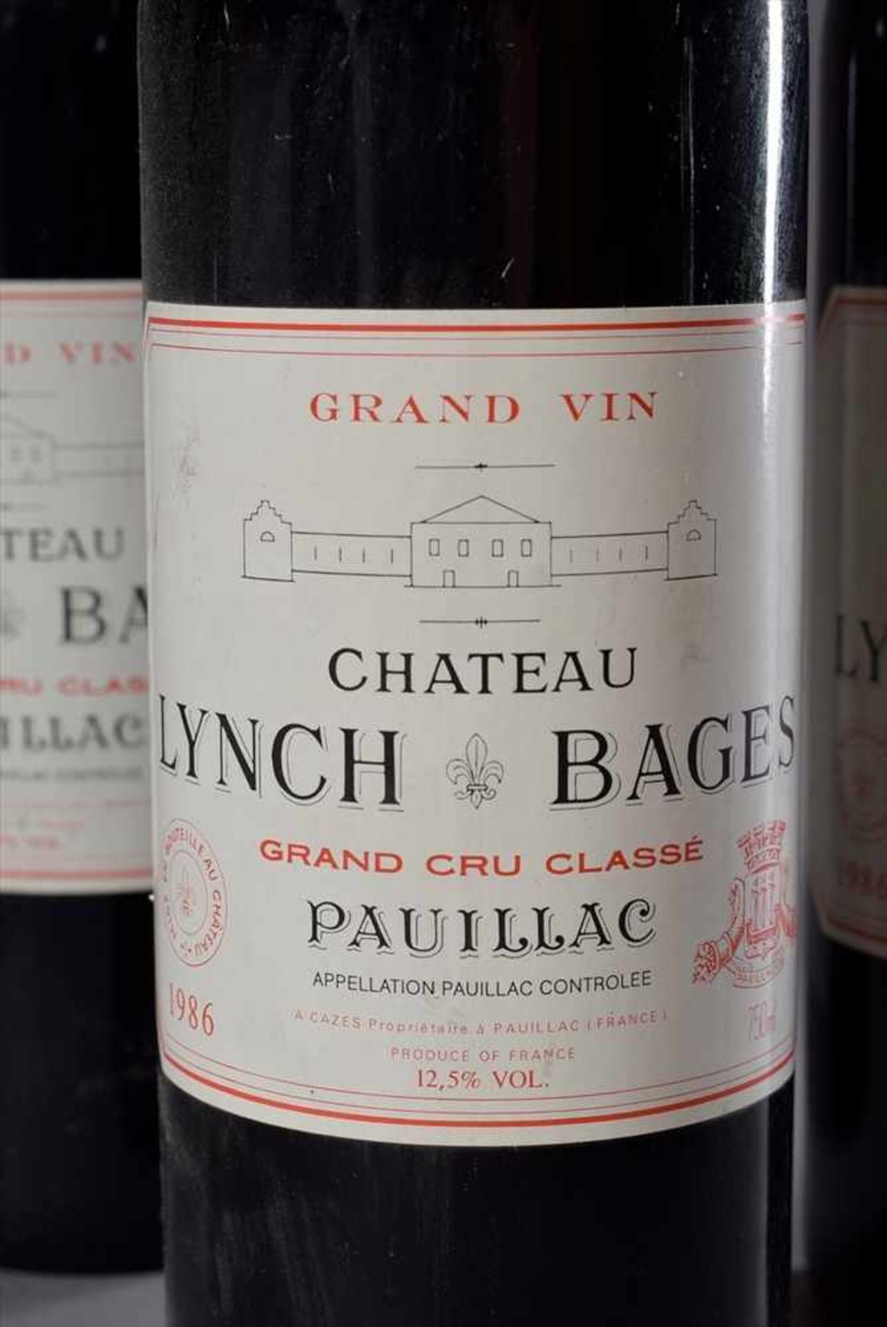 3 Flaschen Rotwein "Chateau Lynch Bages, Pauilac, Grand Cru Classè", 1986, Schlossabfüllung, enthält - Image 2 of 3