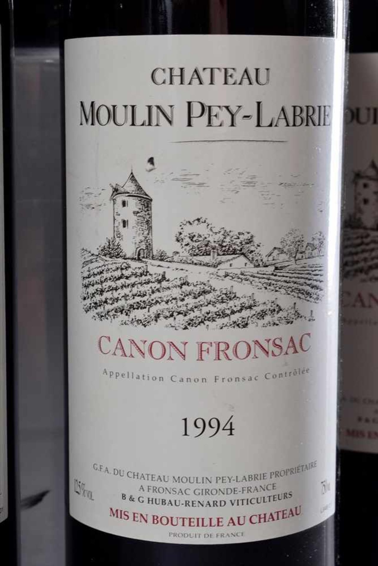 15 Flaschen Rotwein "Chateau Moulin Pey-Labrie Canon Fronsac, 1994, Schlossabfüllung, guter - Image 2 of 3
