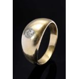 Massiver GG 585 Bandring mit Brillant (ca. 0.23ct/VSI/W), 10,6g, Gr. 63Solid GG 585 band ring with