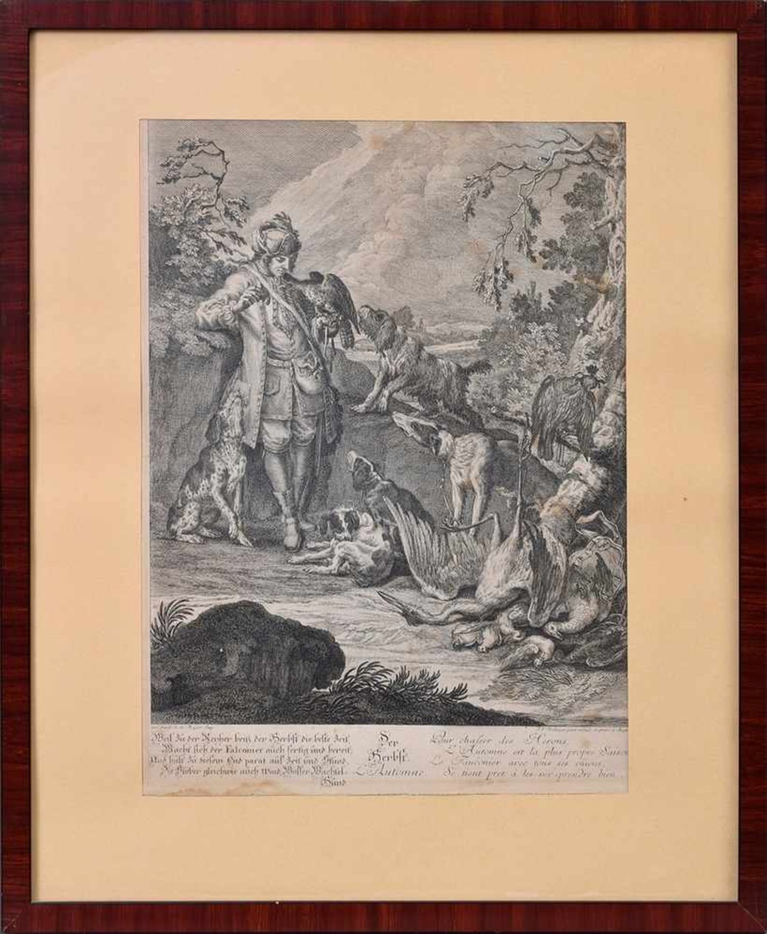 Ridinger, Johann Elias (1698-1767) „Der Herbst", Kupferstich, 46x33,5cm (m.R. 63x53cm), - Image 2 of 2