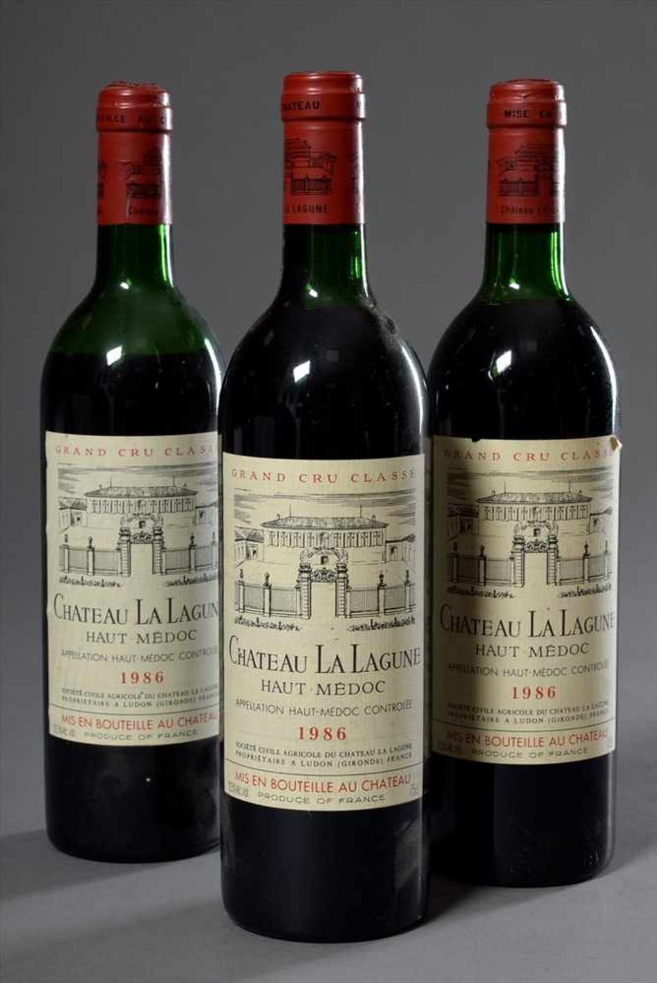 3 Flaschen Rotwein "Chateau La Lagune, Haut Medoc, Grand Cru Classé", 1986, Schlossabfüllung, - Bild 4 aus 4