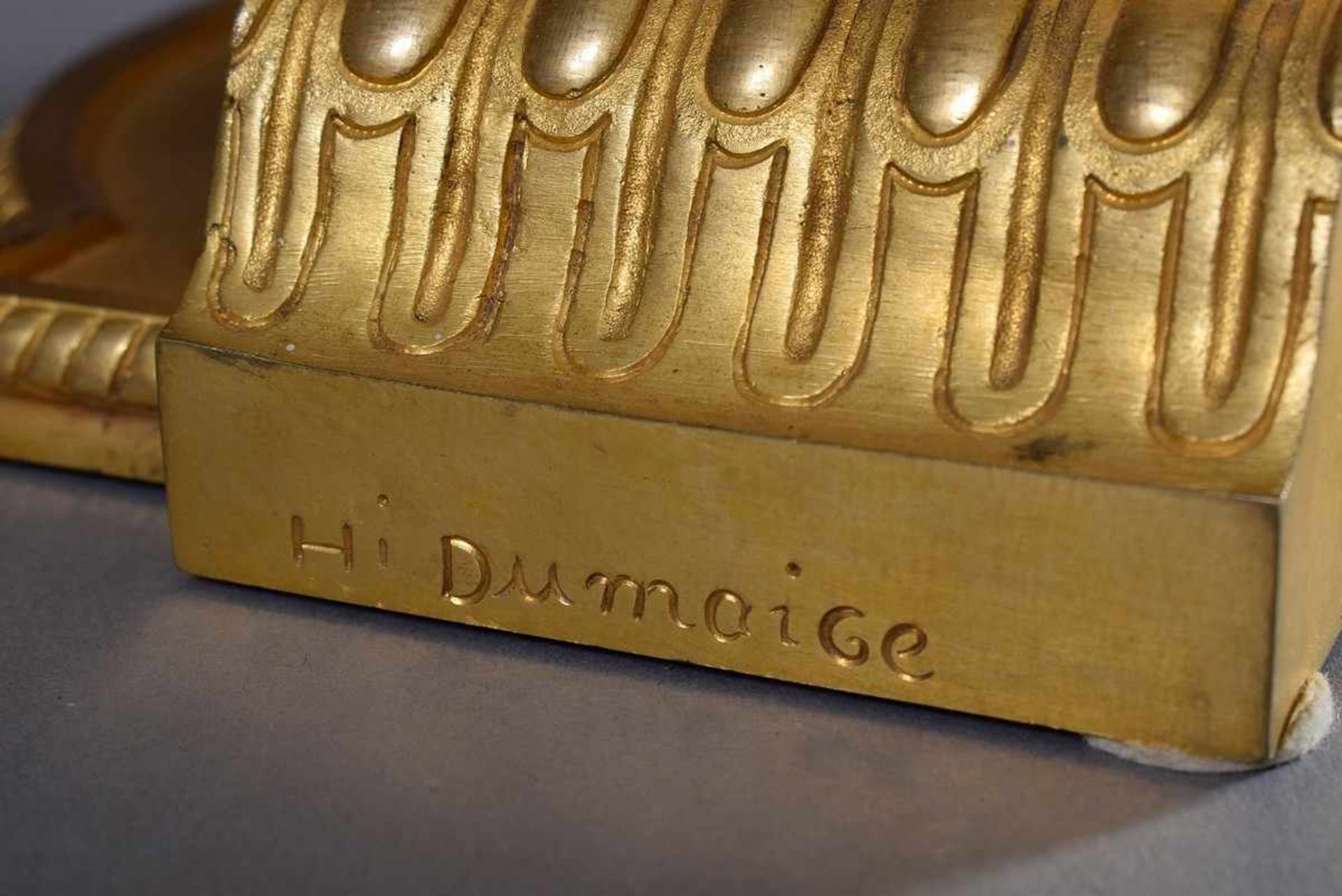 Dumaige, Henry Étienne (1830-1888) "Sitzende auf Säule", feuervergoldete Bronze, seitlich sign., - Bild 4 aus 9