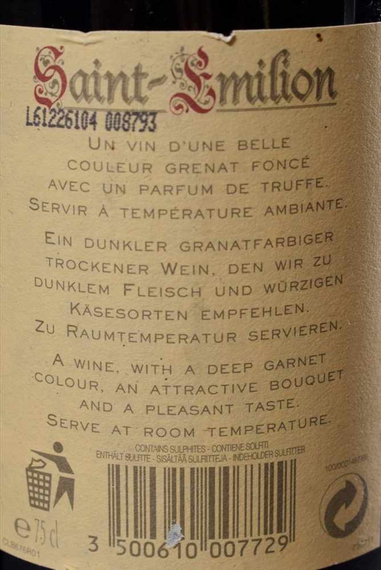 4 Diverse Rotweine: 3 Flaschen "Chateau Canon, Grand Cru Classé, Saint-Emilion Grand Cru", 1986, - Image 4 of 5