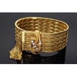 Aufwendig gearbeitetes GG 750 Armband mit Goldfransen und Brillanten (zus. ca. 0.48ct/VS-SI/TW),