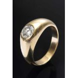 Klassischer GG Bandring 585 mit Brillant (ca. 0.96ct/VSI/W), 11,2, Gr. 61Classic GG band ring 585