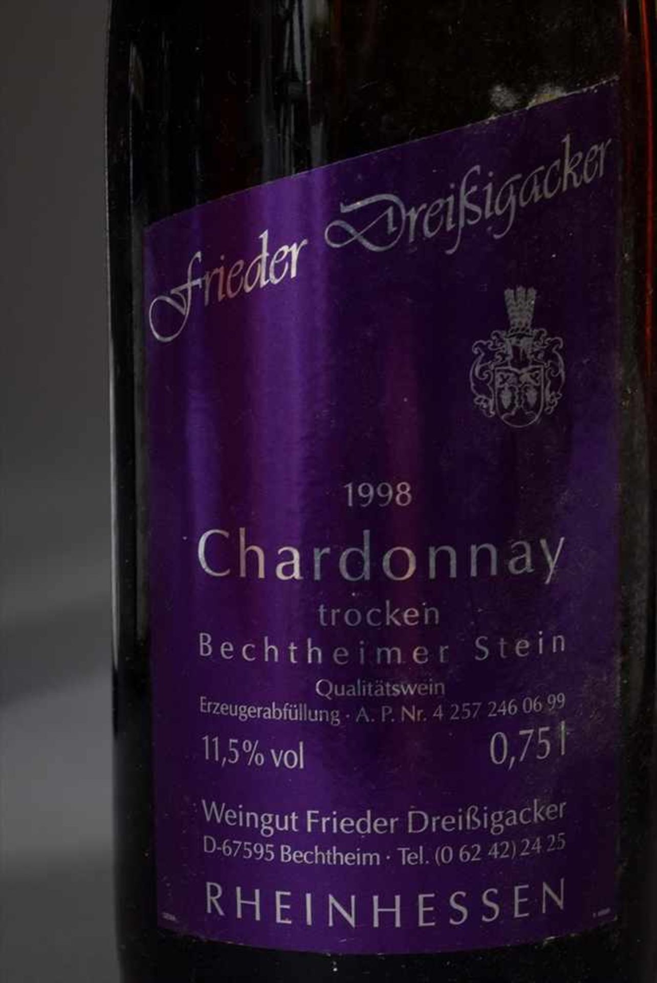 8 Diverse Flaschen: 3 Flaschen "Frieder Dreißigacker Bechtheim", Scheurebe Beerenauslese, 1989, 2 - Image 4 of 4