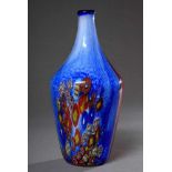 Murano Vase mit rot/gelb/blauem Verlauf und bunten Murrineneinschmelzungen, 70er Jahre, H. 30cm,