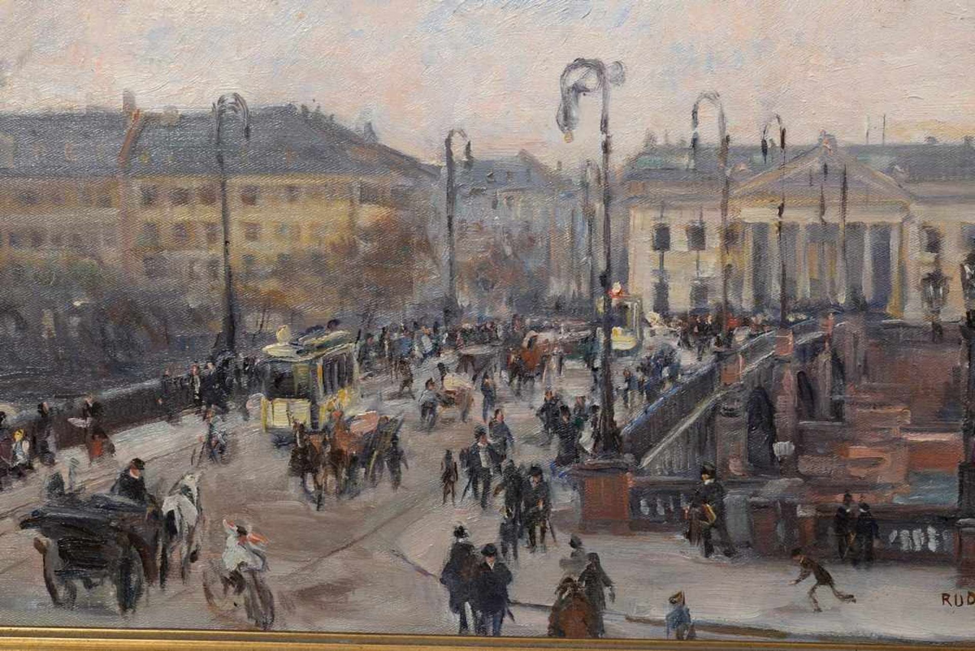 Schramm-Zittau, Rudolf (1874-1950) "Blick auf die Obermainbrücke und die alte Stadtbibliothek in - Bild 4 aus 5