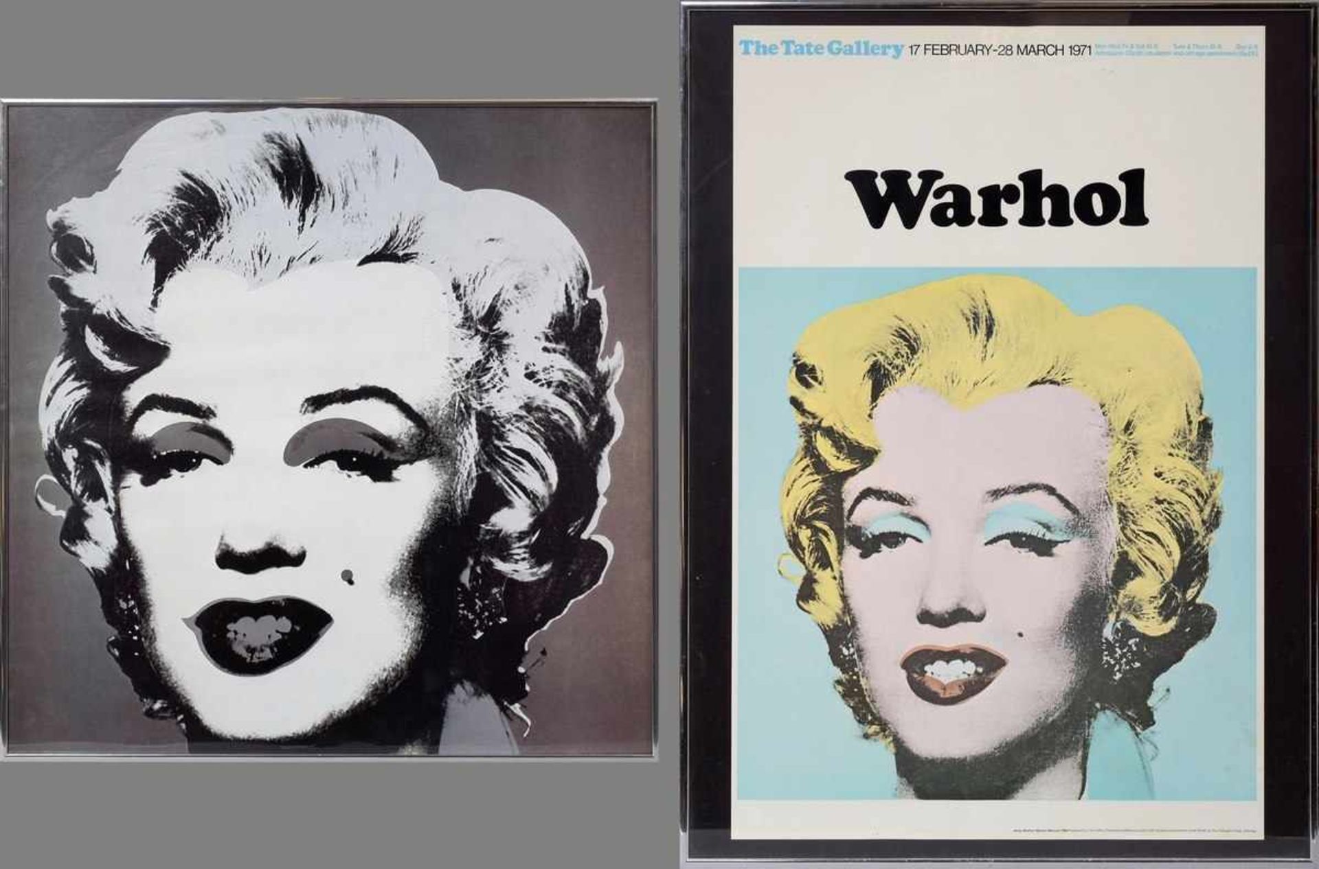 2 Diverse Warhol, Andy (1928-1987) "Turquoise Marilyn" Offsetlithographie Poster der Tate Gallery