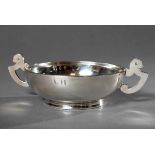 Runde französische Henkelschale mit Gravur, Silber 950, 244g, Ø 12cmRound french handle bowl with