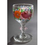 Farbig bemaltes Glas „Blumenfries“, Emaille Malerei, 19.Jh., H. 12,5cmColoured painted glass "flower