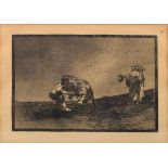Goya, Francisco de (1746-1828) "El mismo vuelca un toro en la plaza de Madrid" 1816, Aquatinta