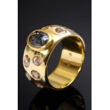 GG 750 Bandring mit ovalem Saphir (ca. 0.87ct) und Spinellen (zus. ca. 1ct), 11,1g, Gr. 48,