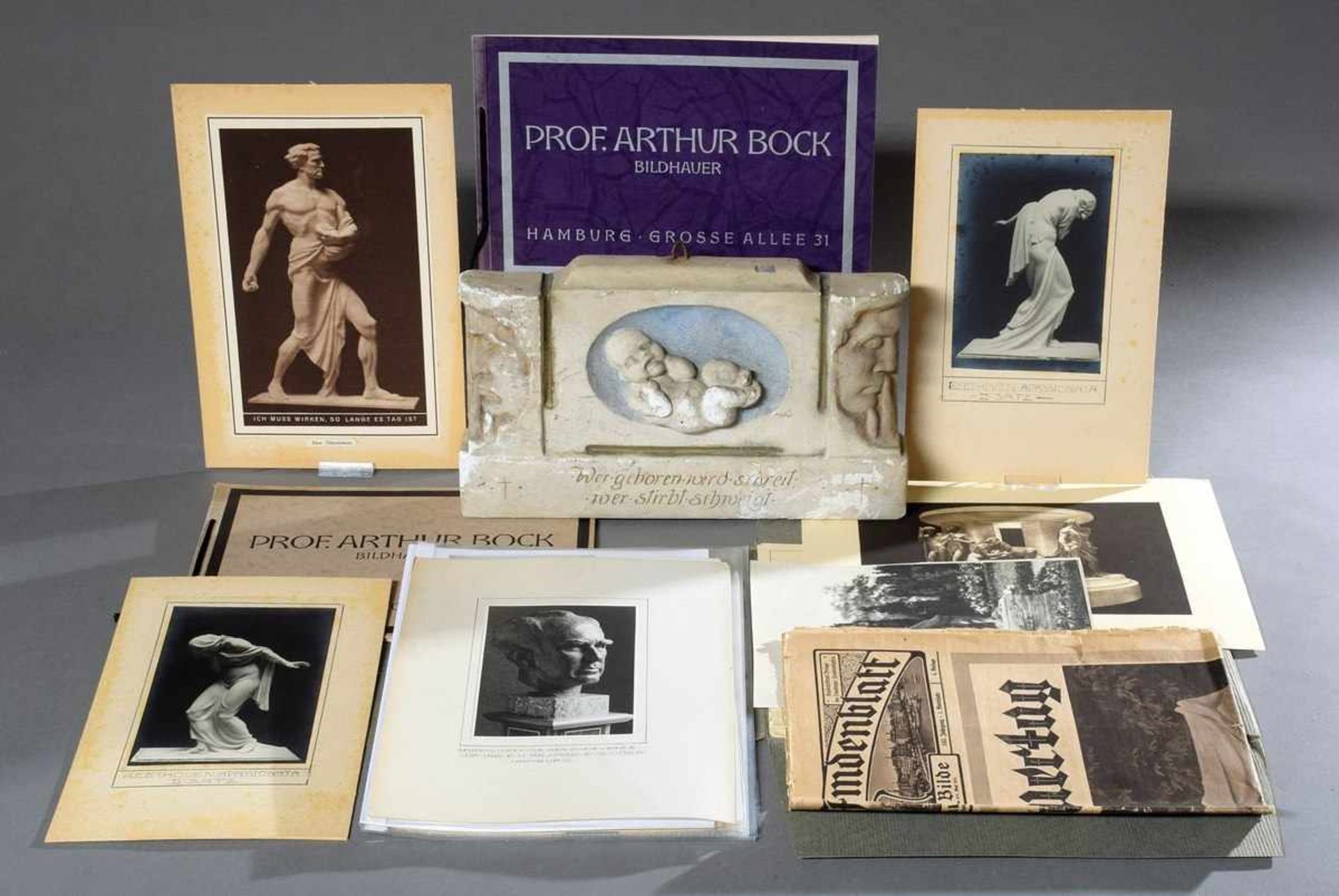 Konvolut Bildhauer Arthur Bock (1875-1957): Fotos mit Werken des Künstlers (ungezählt) und diverse - Bild 2 aus 3