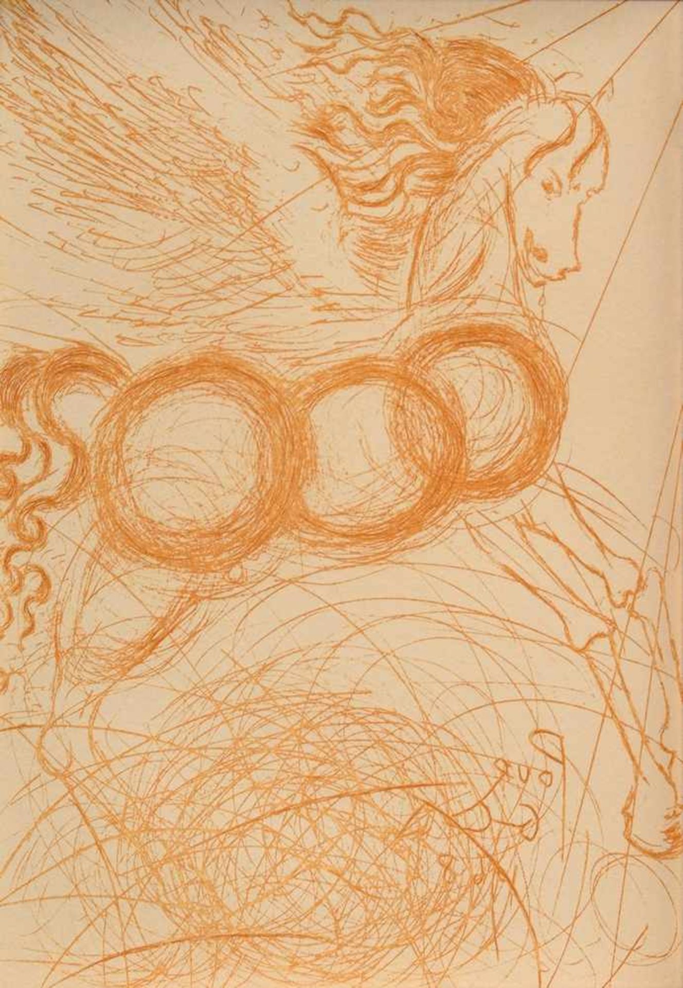 Dali, Salvador (1904-1989) „Pegasus“, Sepiaradierung, 16,5x11,5cm (m.R. 21x16cm), beschnitten,