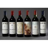 6 Diverse Rotweine, Frankreich, Bordeaux, 3 Flaschen "Baron Philippe de Rothschild, Mouton Cadet,