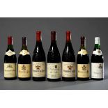 7 Diverse Flaschen Rotweine, Frankreich, Burgund, 2 Flaschen "Domaine la Crau de Papes,