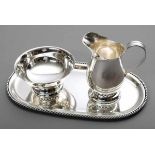 3 Teile Zucker/Rahm Set mit Kordelrand, Jakob Grimminger, Silber 835, 413g, H. 10cm, 22,5x12,5cm3