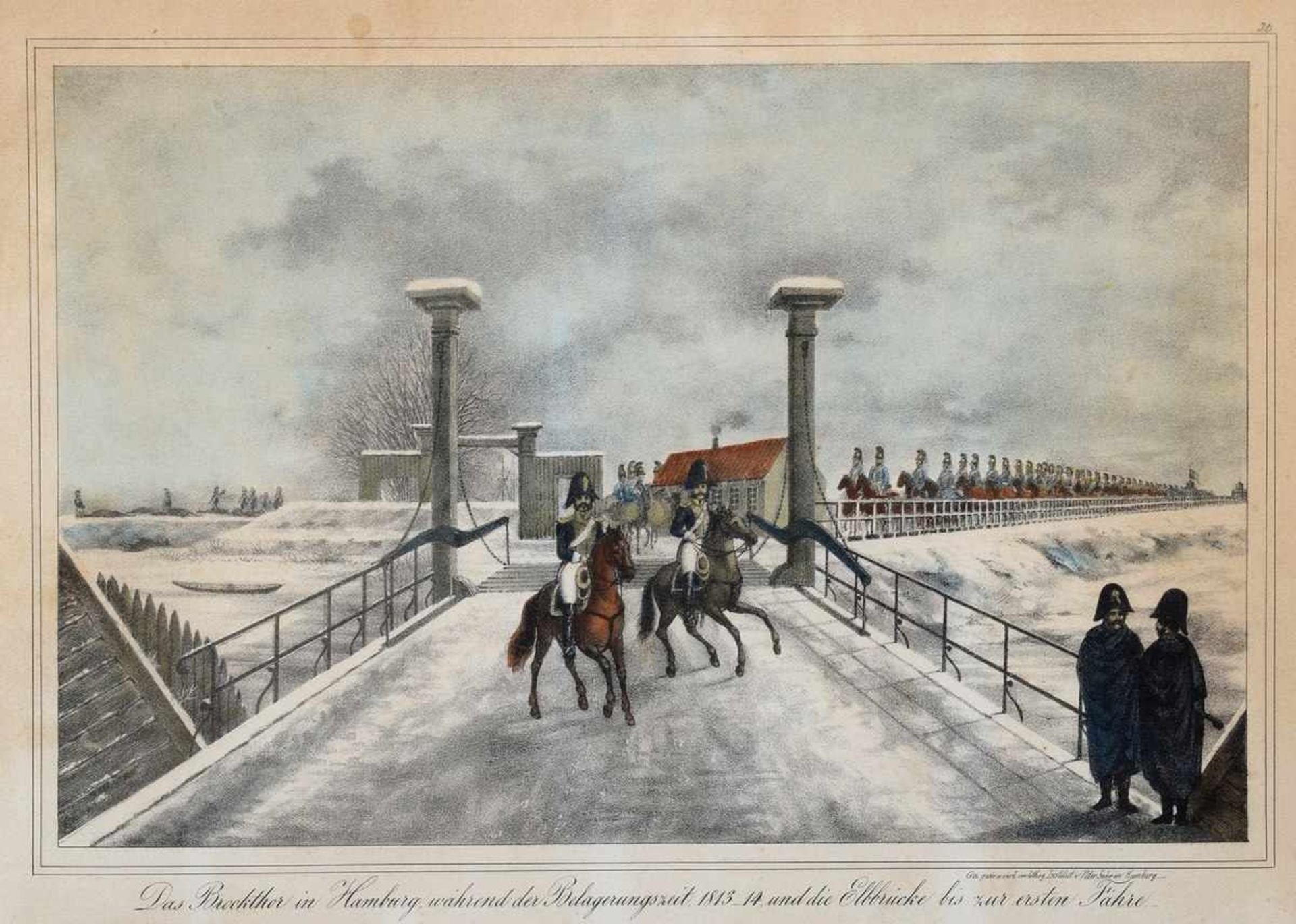 Hamburgensie "Brooktor in Hamburg während der Belagerungszeit 1813/14 und die Elbbrücke bis zur