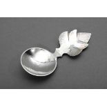 Portionslöffel für Tee mit Blattförmigem Griff, Wilm, Silber 925, 19,5g, L. 8cmPortion spoon for tea