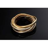 Zarter Tricolor Gold 750 Ring mit 7 Schienen im Cartier Stil, 8,3g, Gr. 53,5, Nachlass Rosemarie