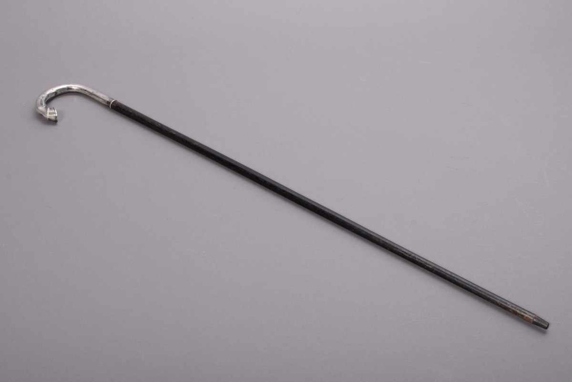 Stock mit Silber 800 Krücke "Pferdebein", schwarzer Holzstoß, L. 11/89cm, DruckstellenCane with - Image 5 of 6