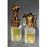 2 Diverse Parfum Flakons "Les beaux arts - design edition" mit figürlichen Bronze Aufsätzen