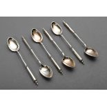6 Zierliche Mokkalöffel, Kopenhagen 1880er Jahre, Silber 833, 62g, L. 11,5cm6 delicate mocca spoons,