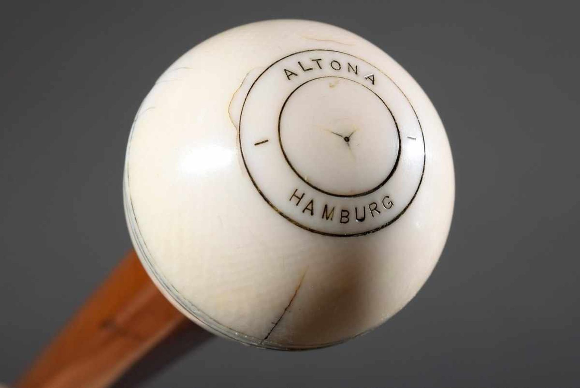Funktionsstock mit Kompass im aufschraubbarem Kugelknauf "Altona Hamburg", Palmstoß mit englischer - Bild 2 aus 5