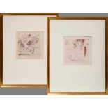 2 Diverse Castillo, Jorge (*1933) "Homenaje à Goya" 1973, Rötelradierungen, 45/100 und 94/100, u.