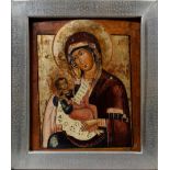 Ikone "Muttergottes", Eitempera/Kreidegrund auf Holz, Russland Ende 19.Jh., 30x26cm (m.R. 37x23cm)