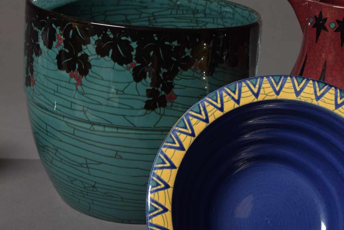 5 Diverse Teile Wächtersbach Keramik in verschiedenen Dekoren und Farben: Übertopf (H. 22,5cm, - Image 4 of 9