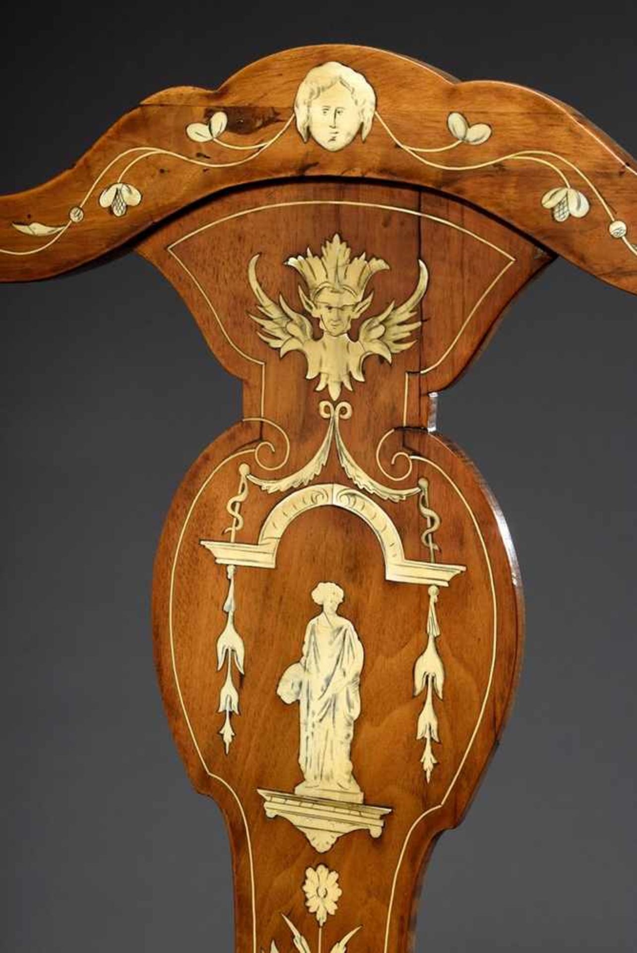 Paar museale Braunschweiger Regence Stühle mit Elfenbein Intarsien "Allegorien" und "Grotesken", - Image 3 of 5