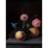 Dänischer Maler des 19.Jh. „Obst und Blumen“ 1881, Öl/Leinwand, u.r. monogr. "HR" (?)/dat.,