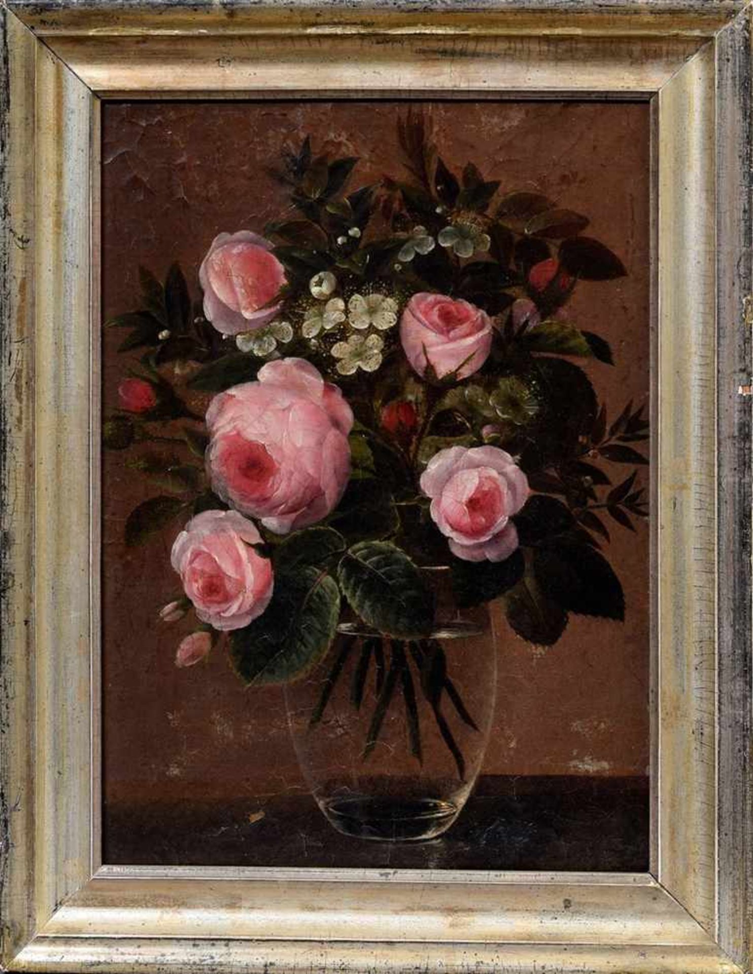 Dänischer Maler des 19.Jh. „Blumenstillleben“, Öl/Leinwand, 31,5x22,5cm (m.R. 39,5x30,5cm), - Image 2 of 3