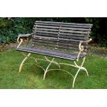 Klappbare Gartenbank, Holz/Metall, 84x134x50cm, Sitzhöhe 48cmGarden bench, wood/metal, 48/